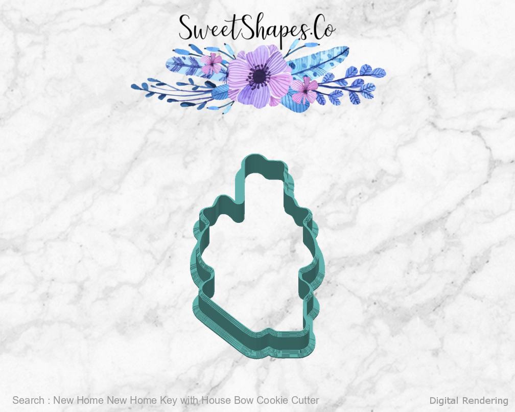 New Home New Home Key with House Bow Cookie Cutter — back view