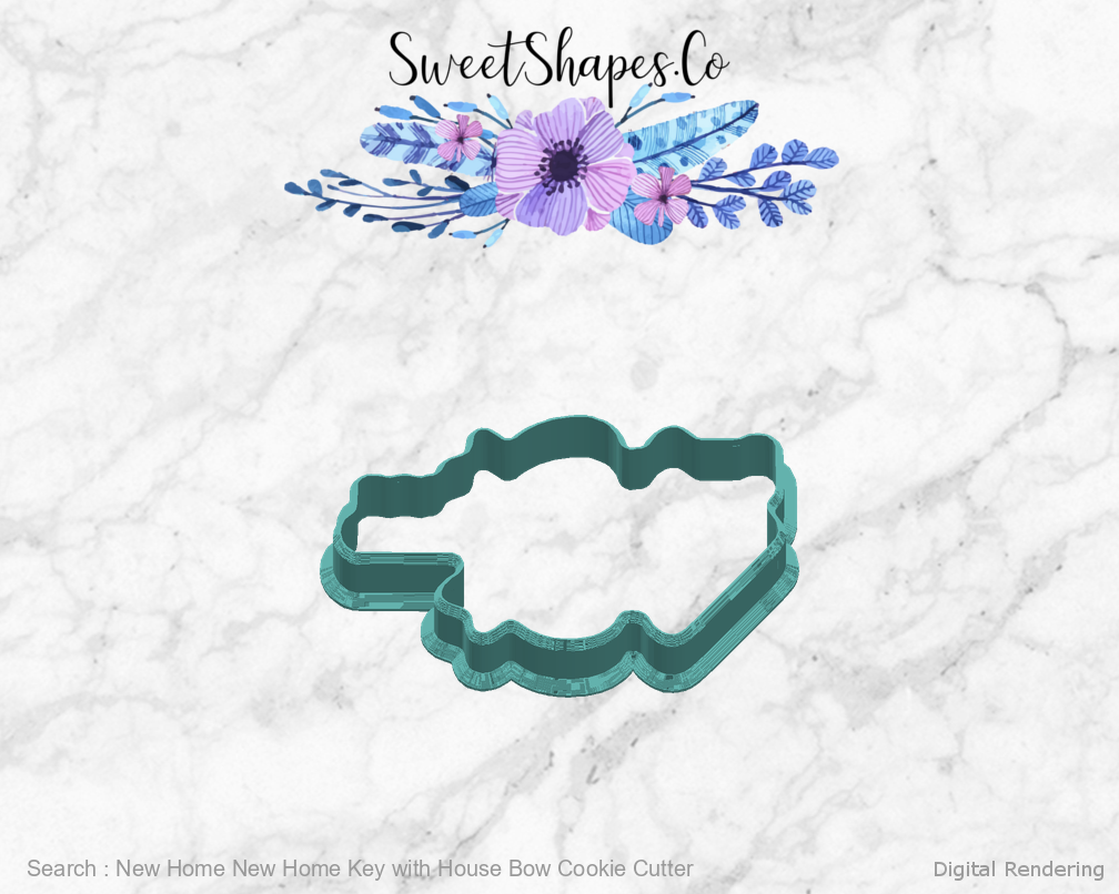 New Home New Home Key with House Bow Cookie Cutter — right view