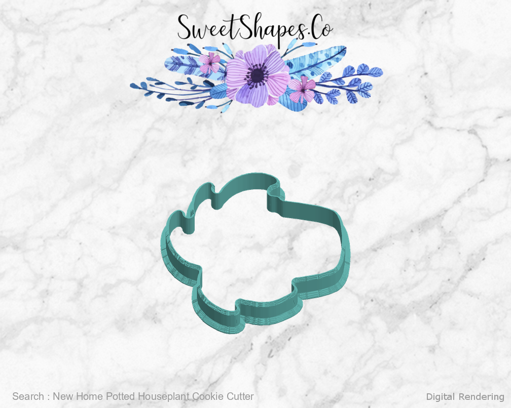 New Home Potted Houseplant Cookie Cutter — left view