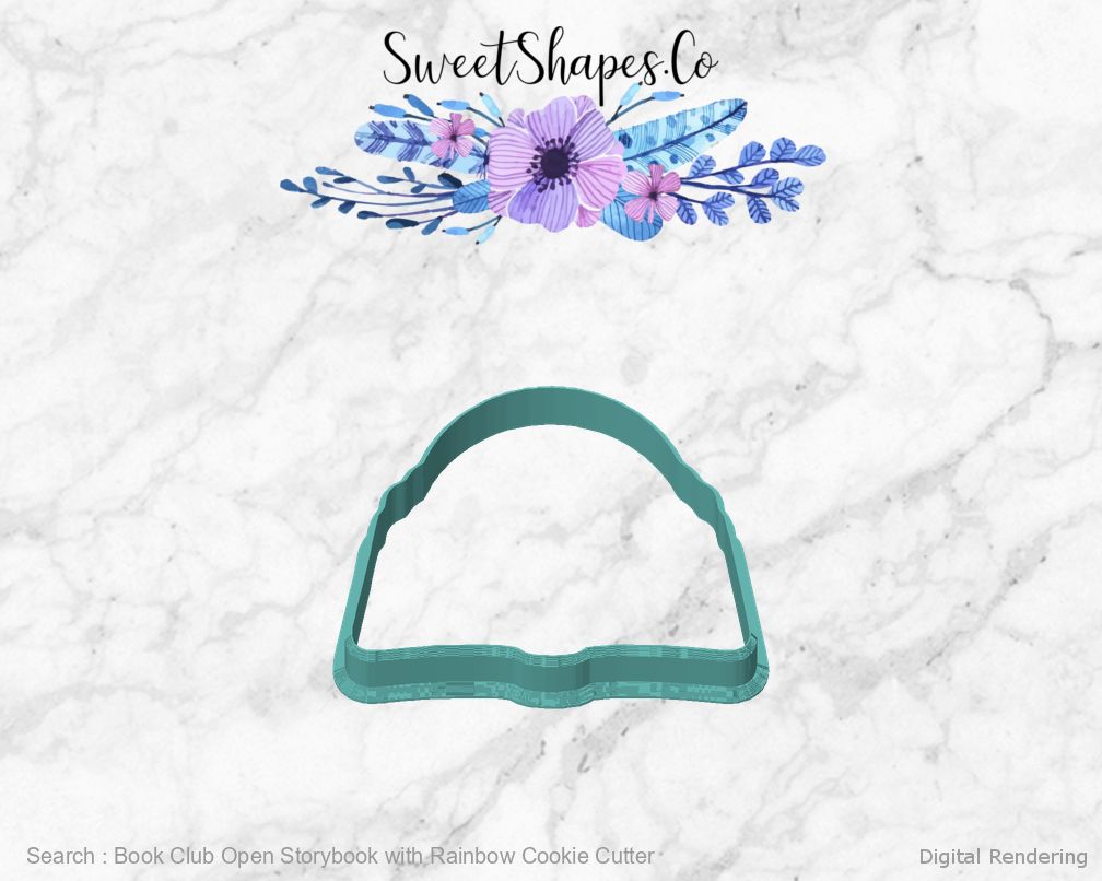 Book Club Open Storybook with Rainbow Cookie Cutter — front view