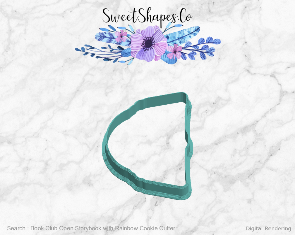 Book Club Open Storybook with Rainbow Cookie Cutter — left view