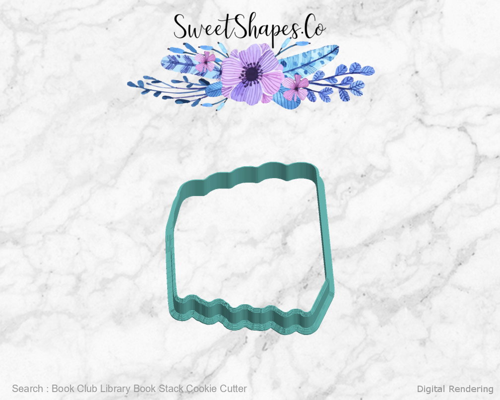 Book Club Library Book Stack Cookie Cutter — left view