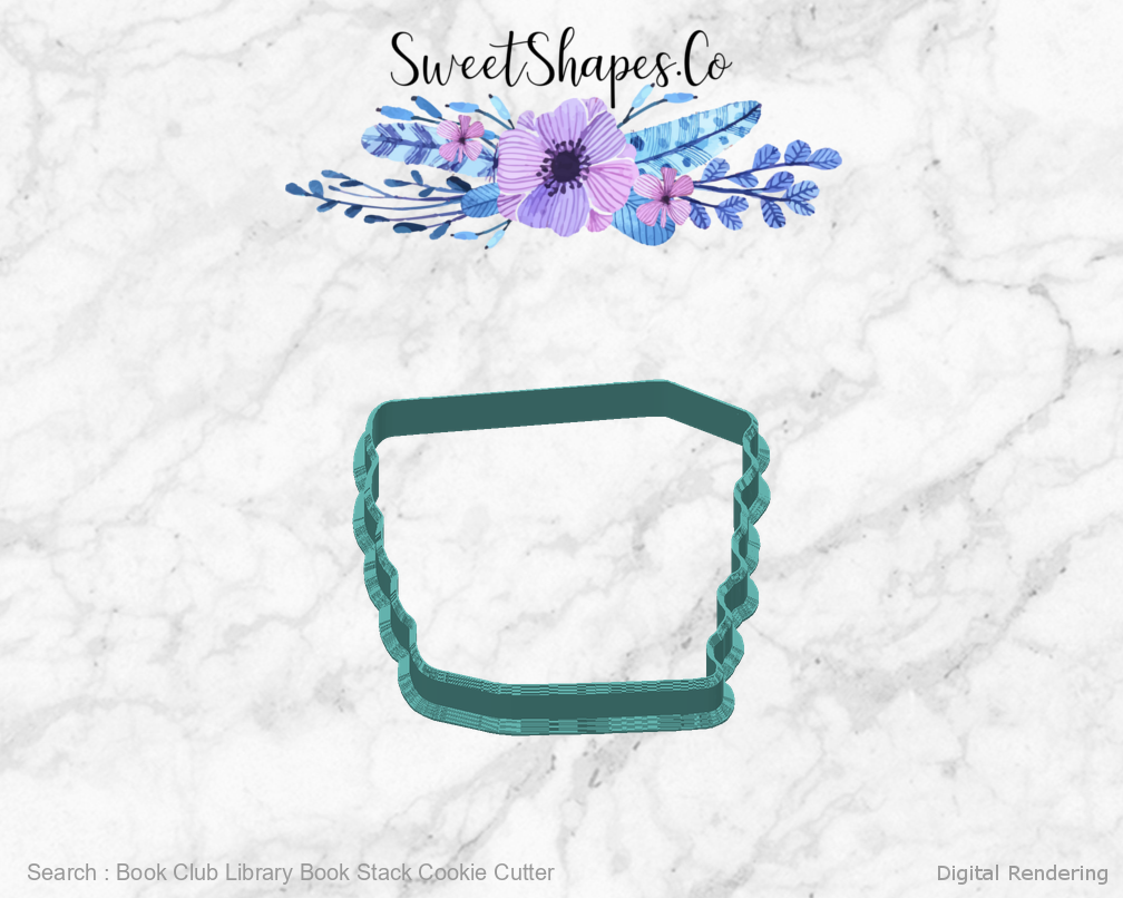 Book Club Library Book Stack Cookie Cutter — back view