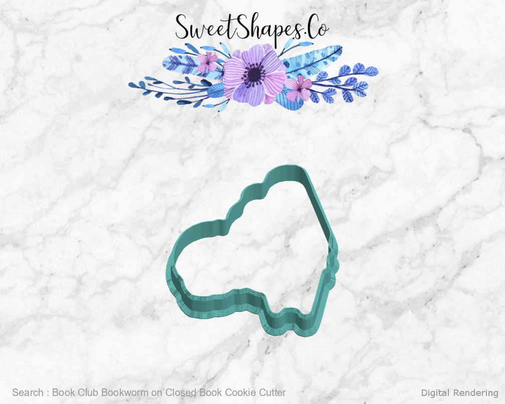 Book Club Bookworm on Closed Book Cookie Cutter — left view