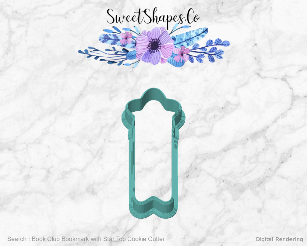Book Club Bookmark with Star Top Cookie Cutter — front view