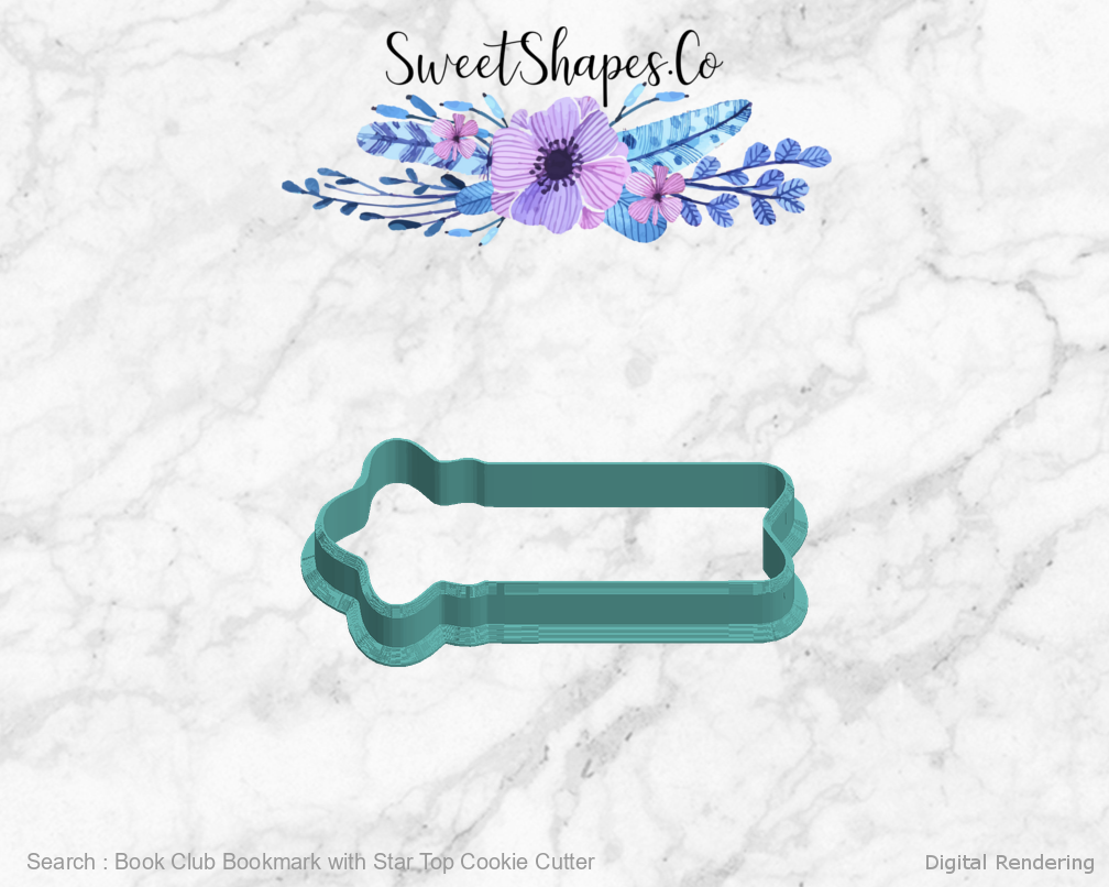 Book Club Bookmark with Star Top Cookie Cutter — left view