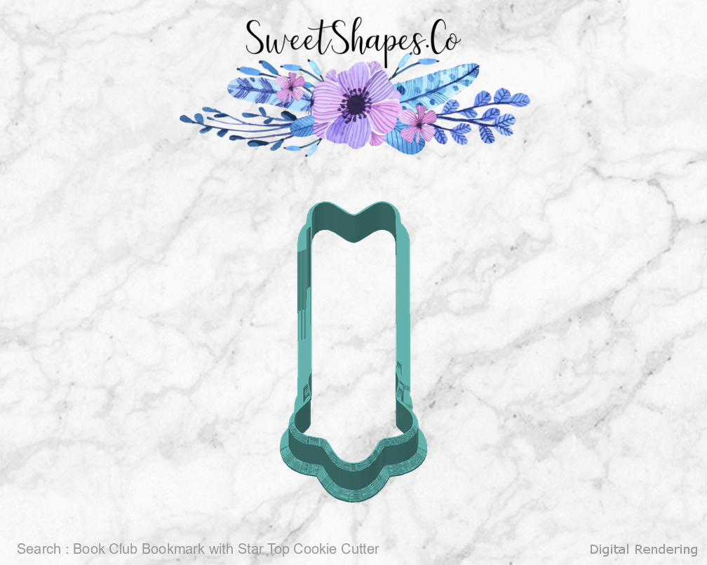 Book Club Bookmark with Star Top Cookie Cutter — back view