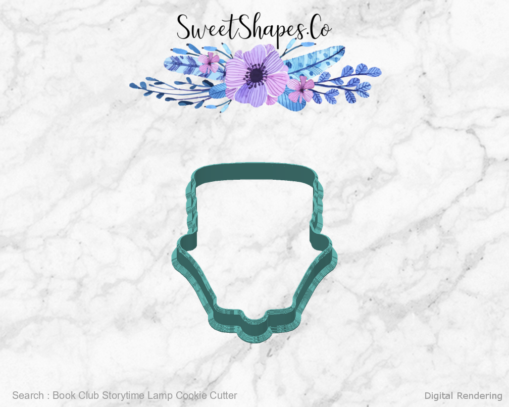 Book Club Storytime Lamp Cookie Cutter — back view
