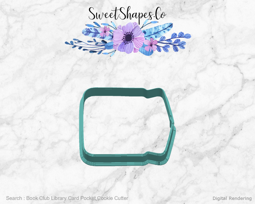 Book Club Library Card Pocket Cookie Cutter — right view