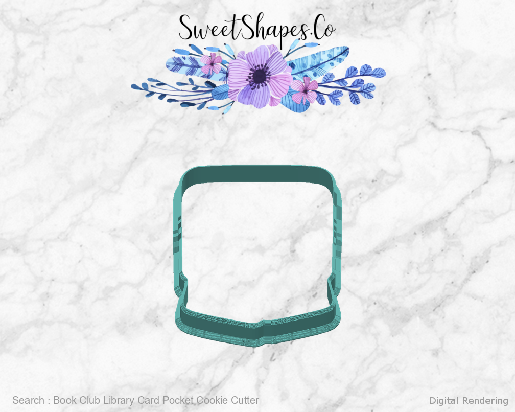 Book Club Library Card Pocket Cookie Cutter — back view