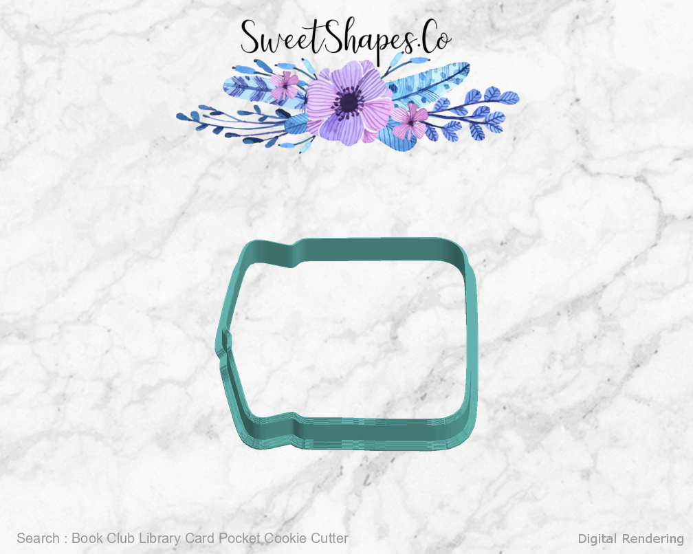 Book Club Library Card Pocket Cookie Cutter — left view