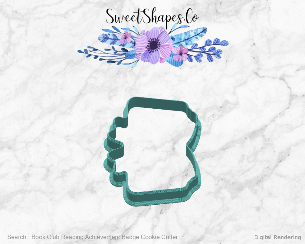 Book Club Reading Achievement Badge Cookie Cutter — right view
