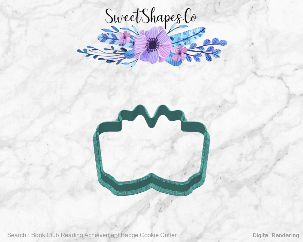 Book Club Reading Achievement Badge Cookie Cutter — back view