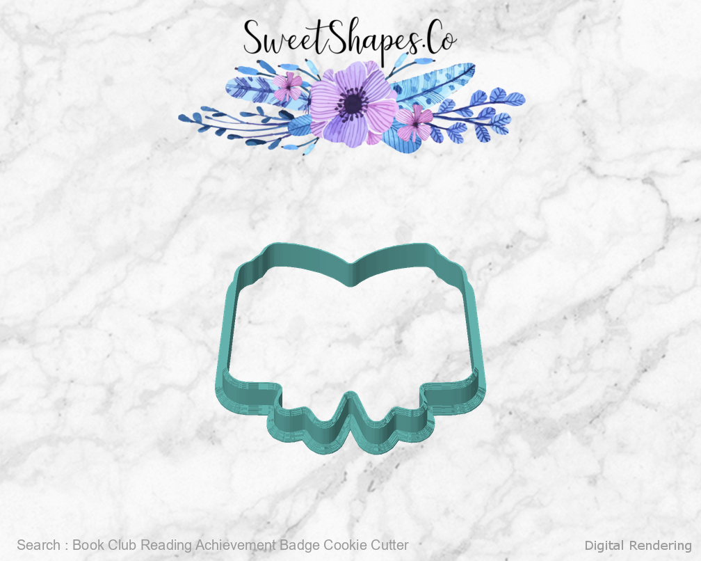 Book Club Reading Achievement Badge Cookie Cutter — front view