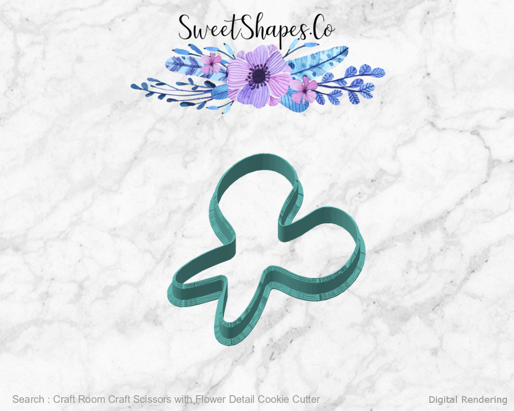 Craft Room Craft Scissors with Flower Detail Cookie Cutter — angled front view