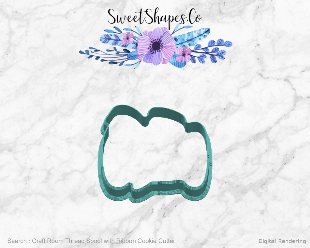 Craft Room Thread Spool with Ribbon Cookie Cutter — right view