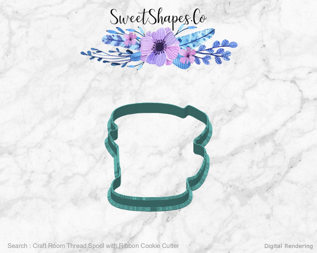 Craft Room Thread Spool with Ribbon Cookie Cutter — back view