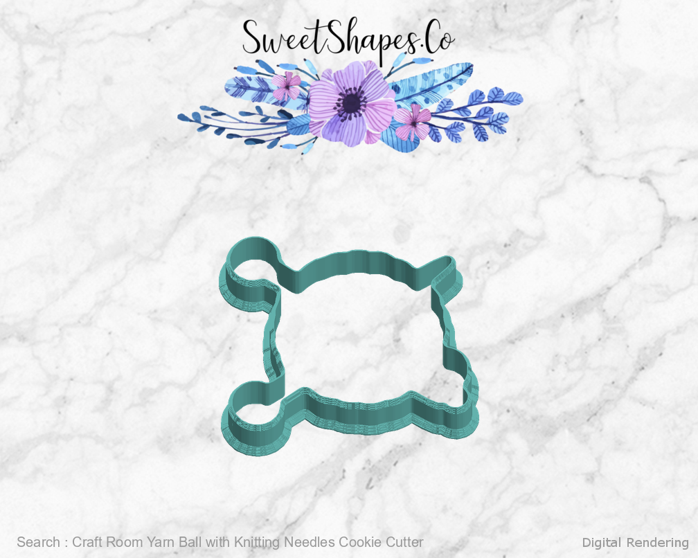 Craft Room Yarn Ball with Knitting Needles Cookie Cutter — left view