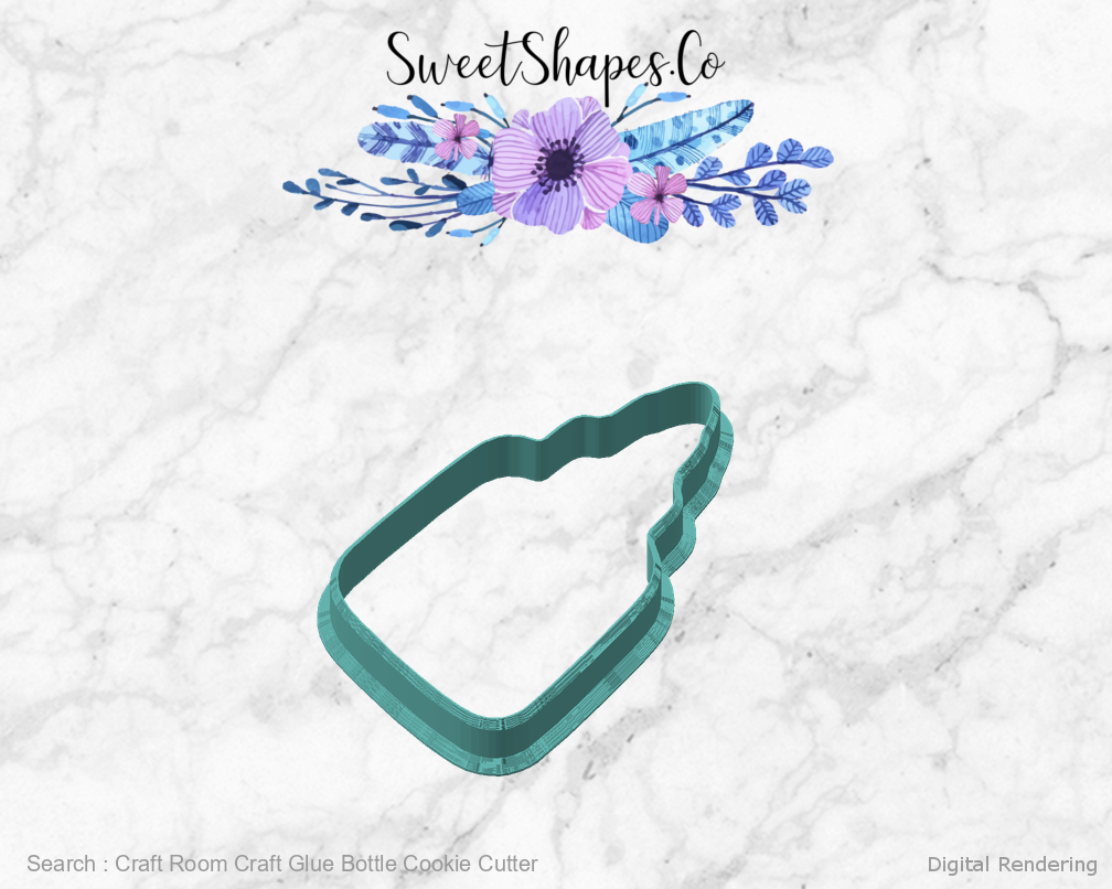 Craft Room Craft Glue Bottle Cookie Cutter — angled front view
