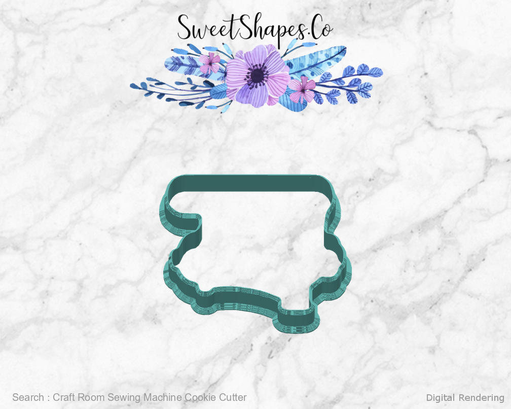 Craft Room Sewing Machine Cookie Cutter — back view