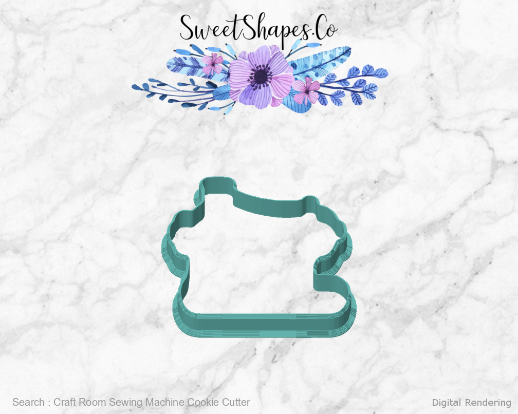 Craft Room Sewing Machine Cookie Cutter — front view