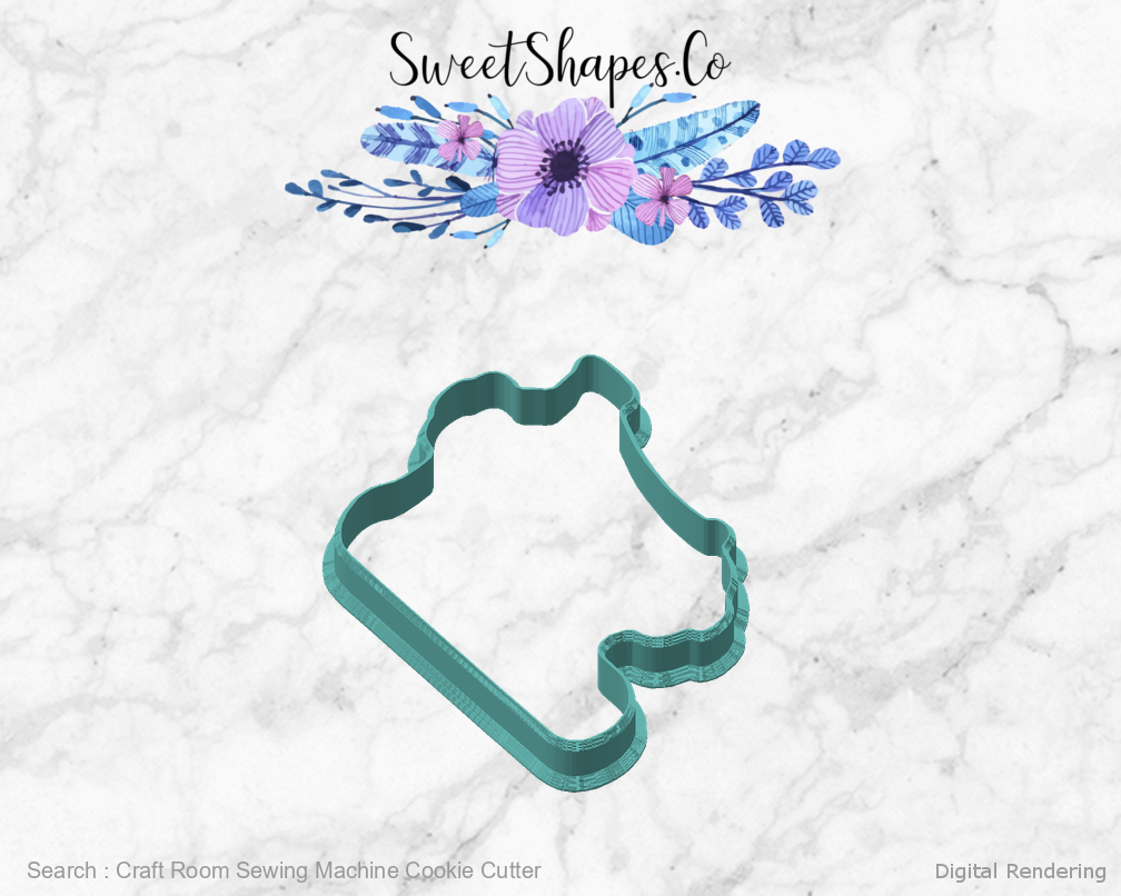 Craft Room Sewing Machine Cookie Cutter — angled front view