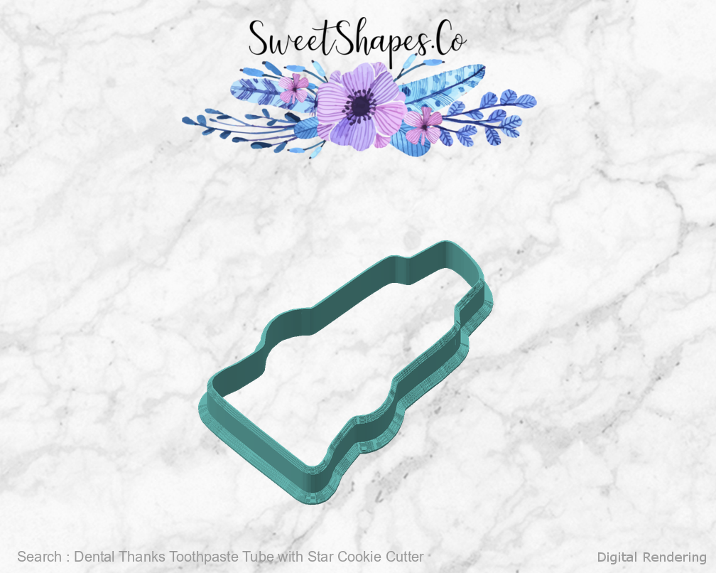 Dental Thanks Toothpaste Tube with Star Cookie Cutter — angled front view