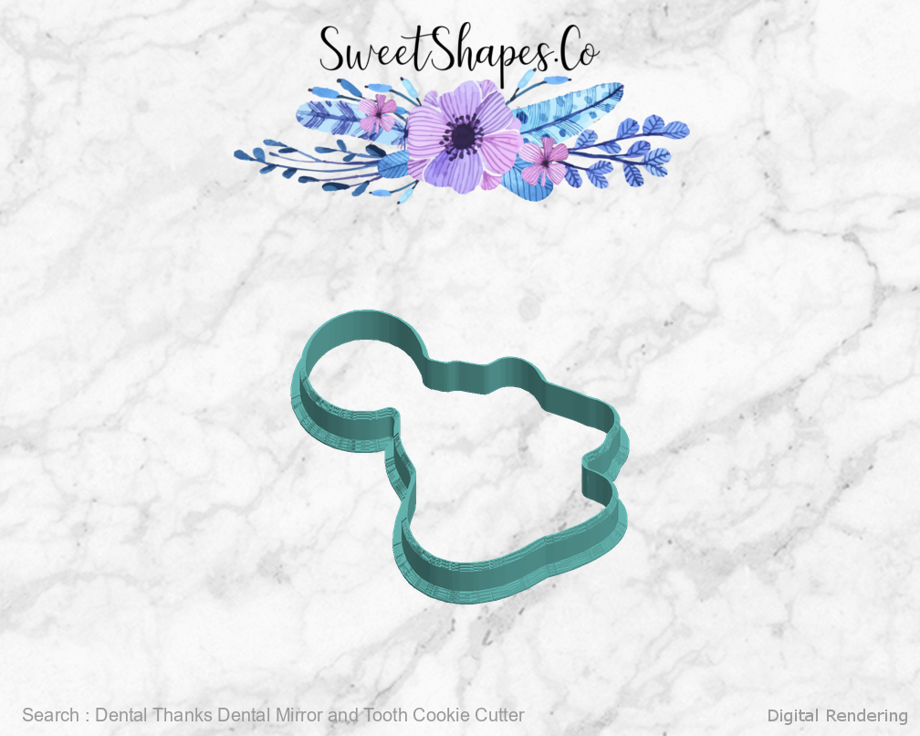 Dental Thanks Dental Mirror and Tooth Cookie Cutter — left view