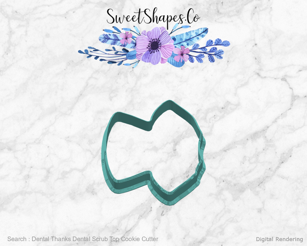 Dental Thanks Dental Scrub Top Cookie Cutter — right view