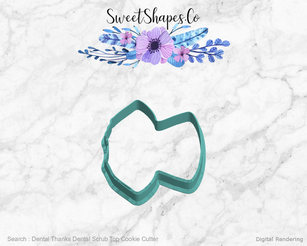 Dental Thanks Dental Scrub Top Cookie Cutter — left view