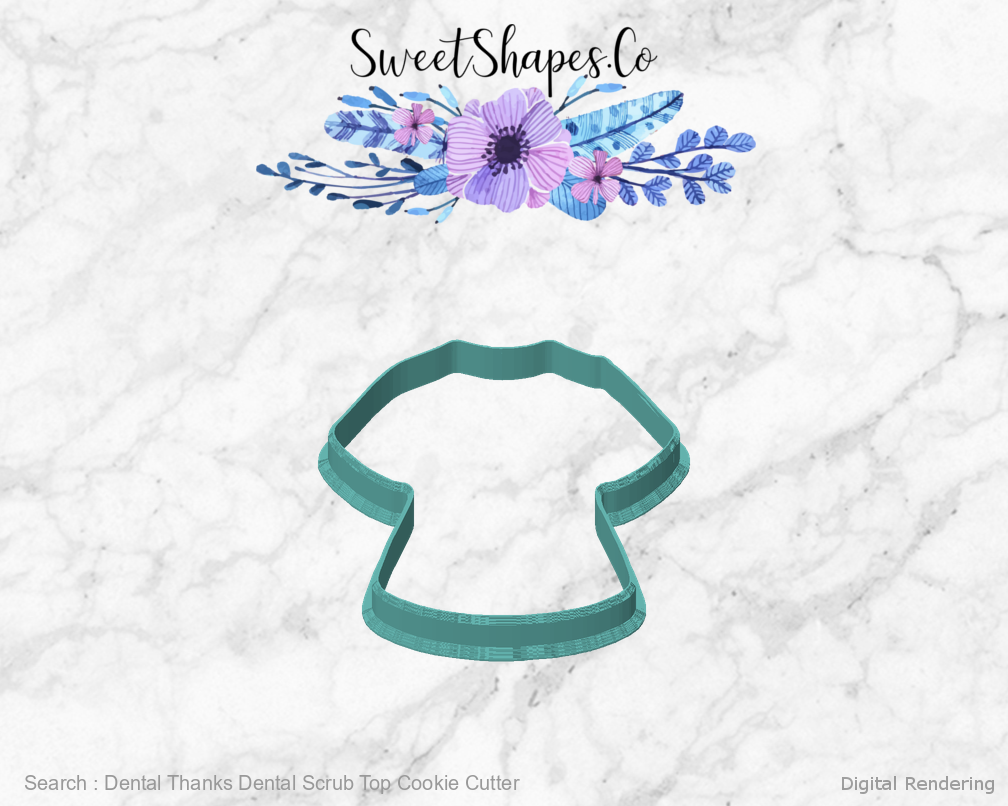 Dental Thanks Dental Scrub Top Cookie Cutter — front view