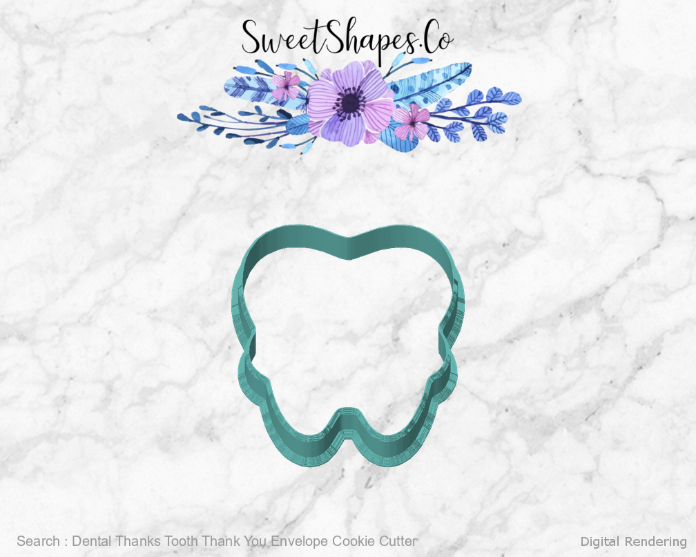 Dental Thanks Tooth Thank You Envelope Cookie Cutter — front view