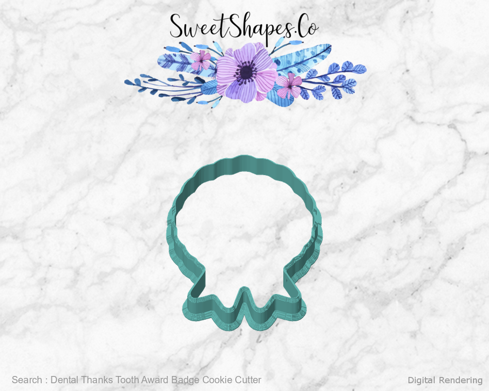 Dental Thanks Tooth Award Badge Cookie Cutter — front view