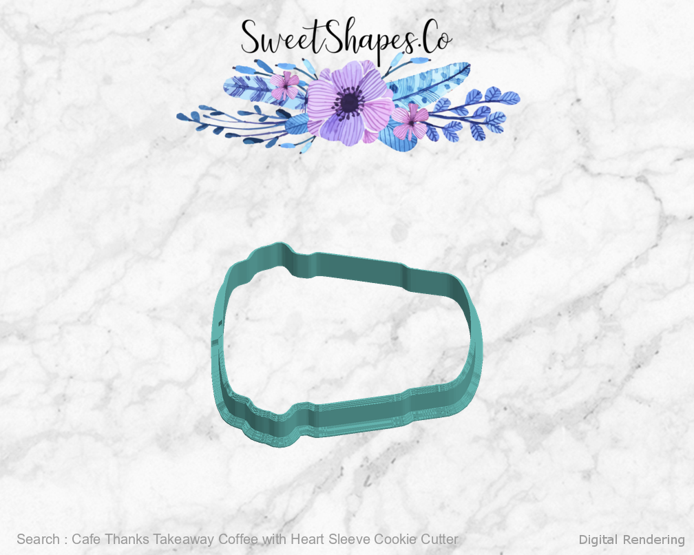 Cafe Thanks Takeaway Coffee with Heart Sleeve Cookie Cutter — left view