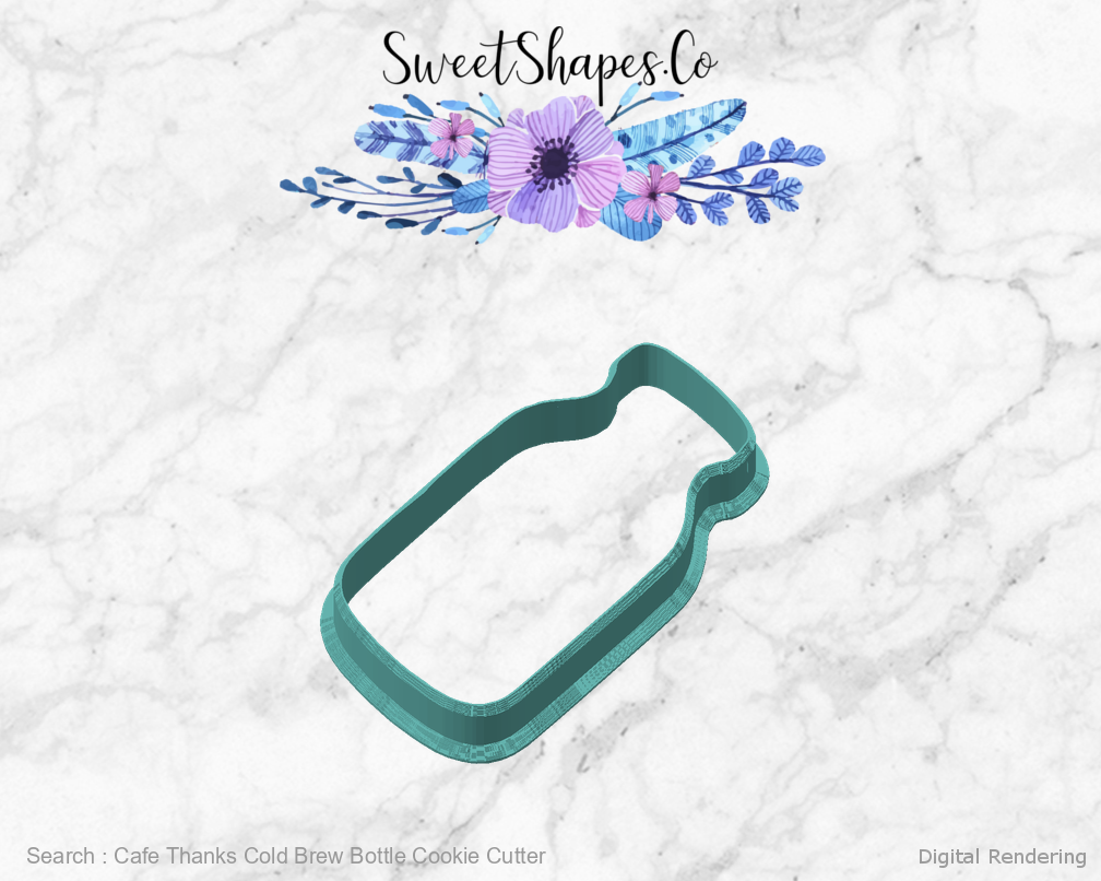 Cafe Thanks Cold Brew Bottle Cookie Cutter — angled front view