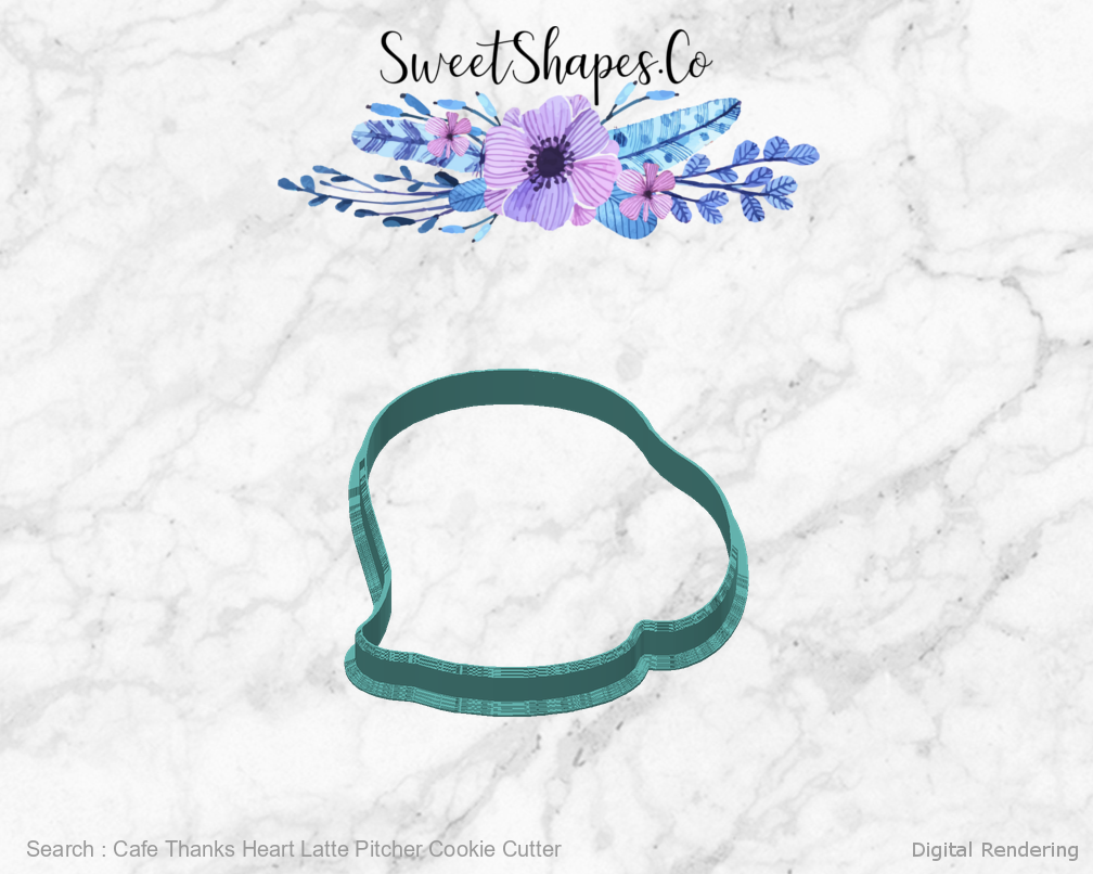 Cafe Thanks Heart Latte Pitcher Cookie Cutter — back view