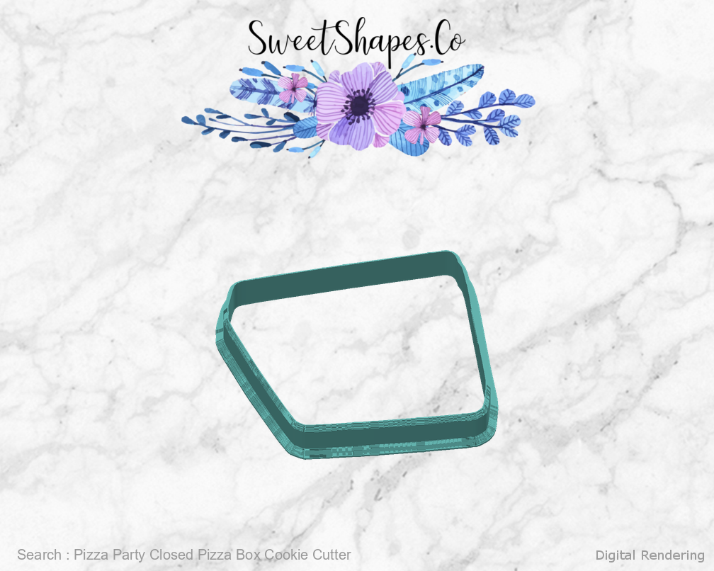 Pizza Party Closed Pizza Box Cookie Cutter — back view