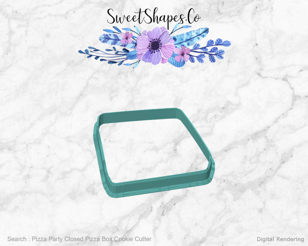 Pizza Party Closed Pizza Box Cookie Cutter — front view
