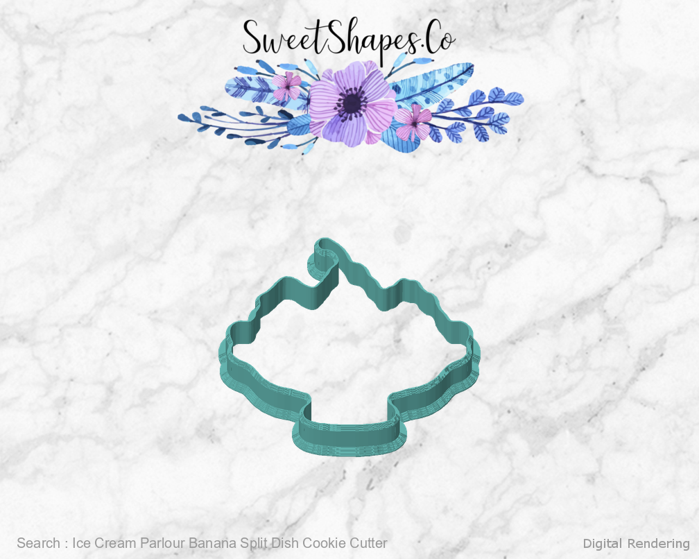 Ice Cream Parlour Banana Split Dish Cookie Cutter — front view