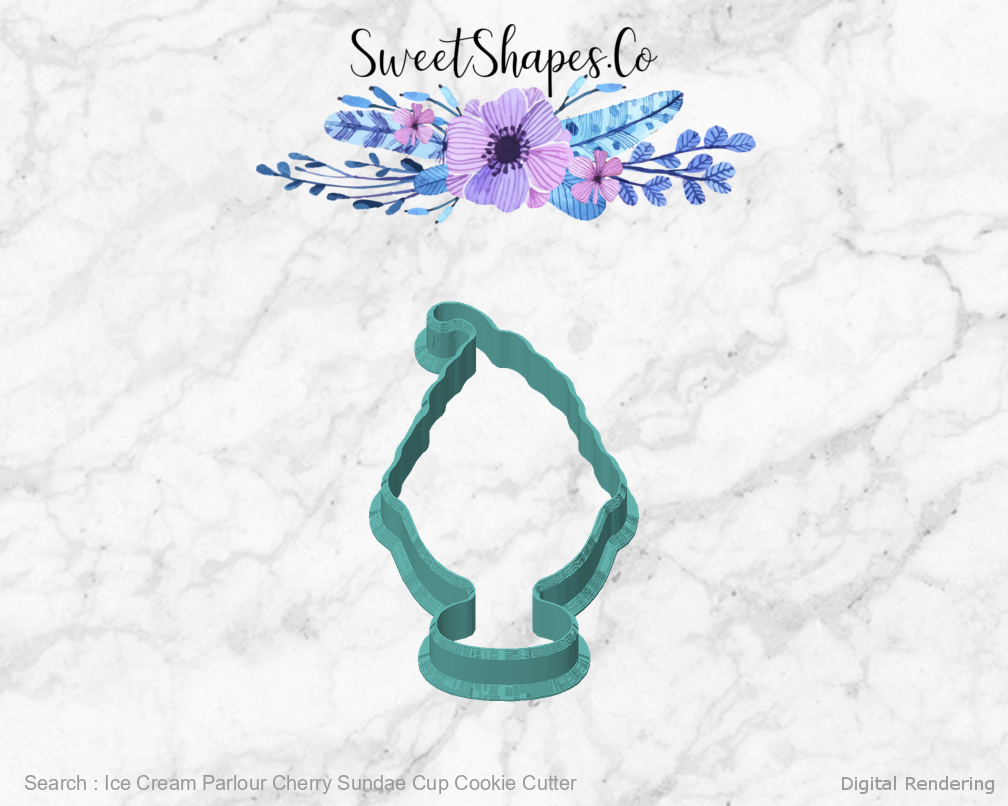 Ice Cream Parlour Cherry Sundae Cup Cookie Cutter — front view
