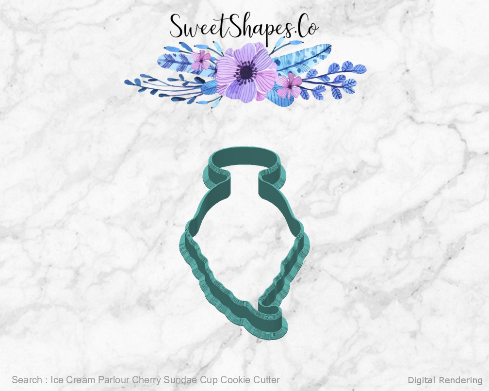 Ice Cream Parlour Cherry Sundae Cup Cookie Cutter — back view