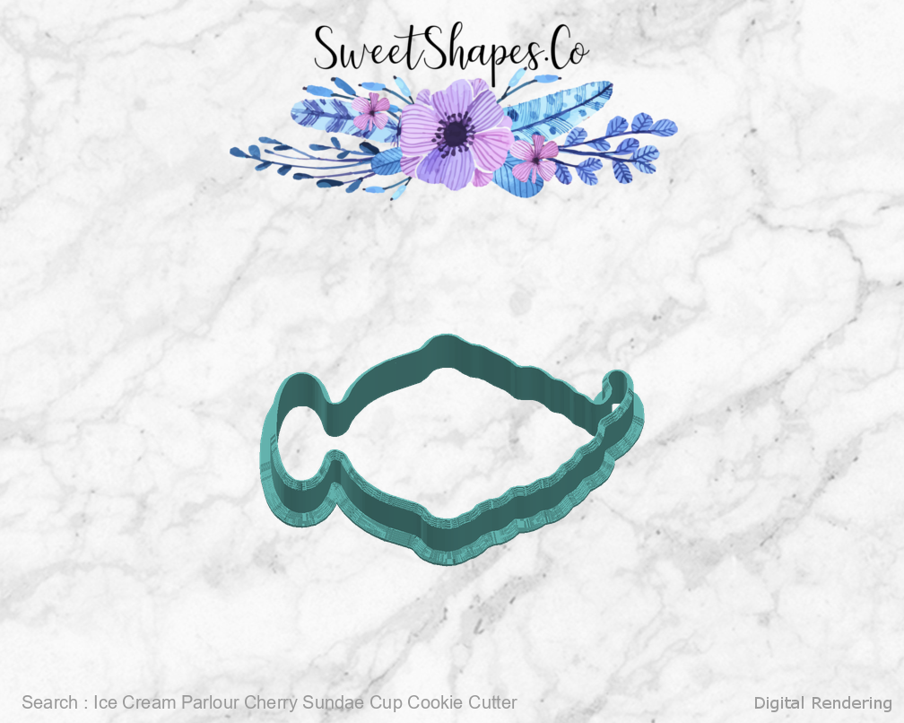 Ice Cream Parlour Cherry Sundae Cup Cookie Cutter — right view