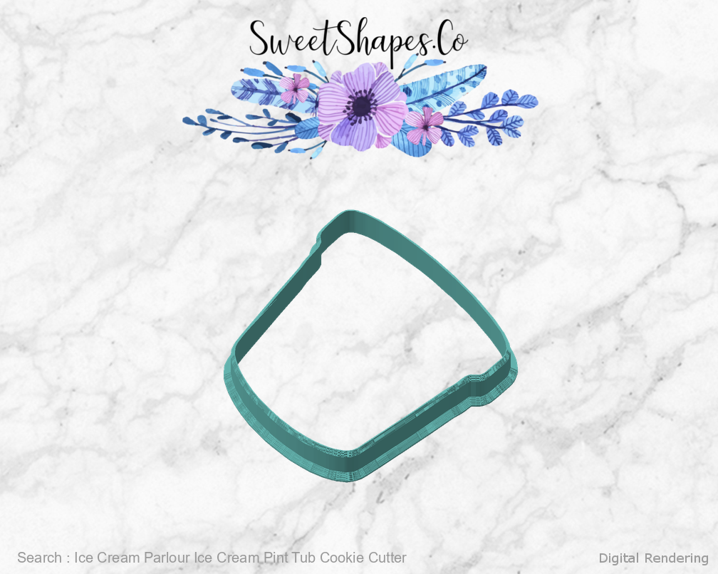 Ice Cream Parlour Ice Cream Pint Tub Cookie Cutter — angled front view
