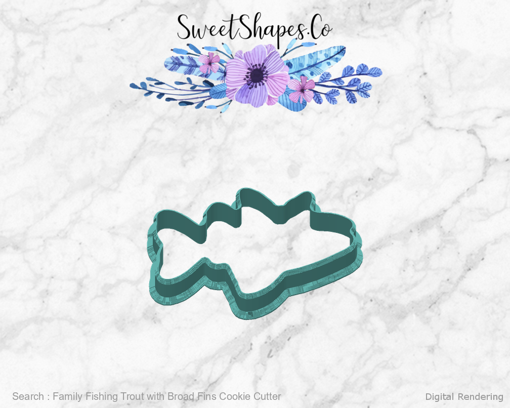 Family Fishing Trout with Broad Fins Cookie Cutter — back view