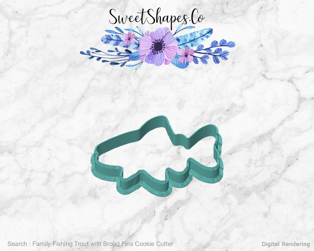 Family Fishing Trout with Broad Fins Cookie Cutter — front view