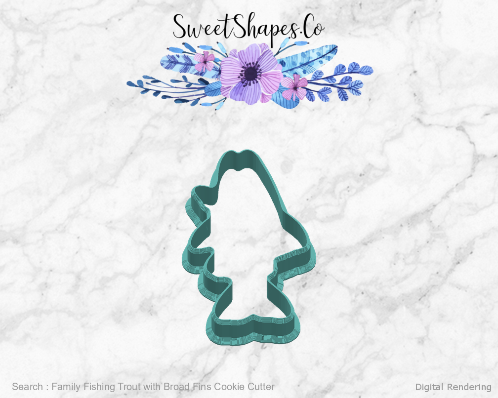 Family Fishing Trout with Broad Fins Cookie Cutter — right view