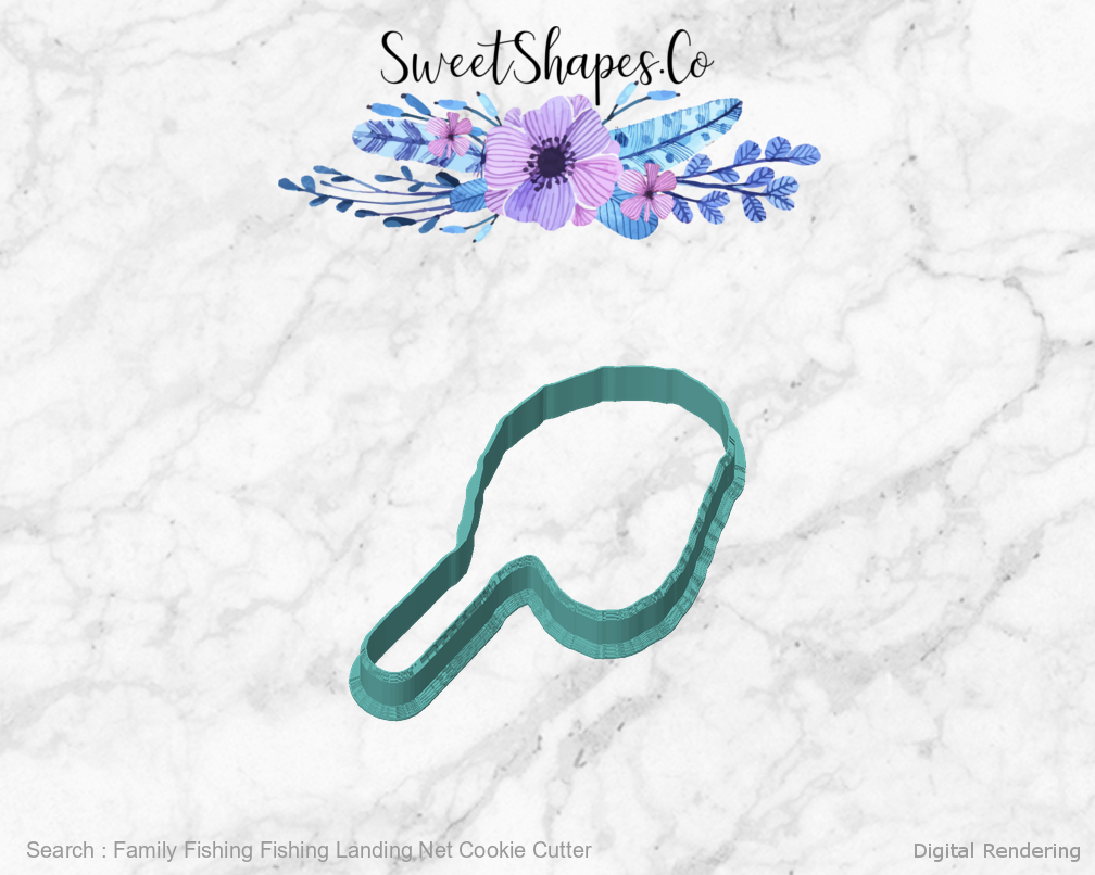 Family Fishing Fishing Landing Net Cookie Cutter — front view