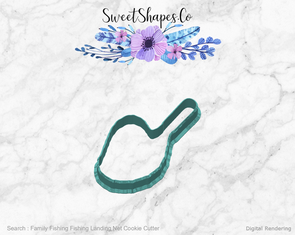 Family Fishing Fishing Landing Net Cookie Cutter — back view