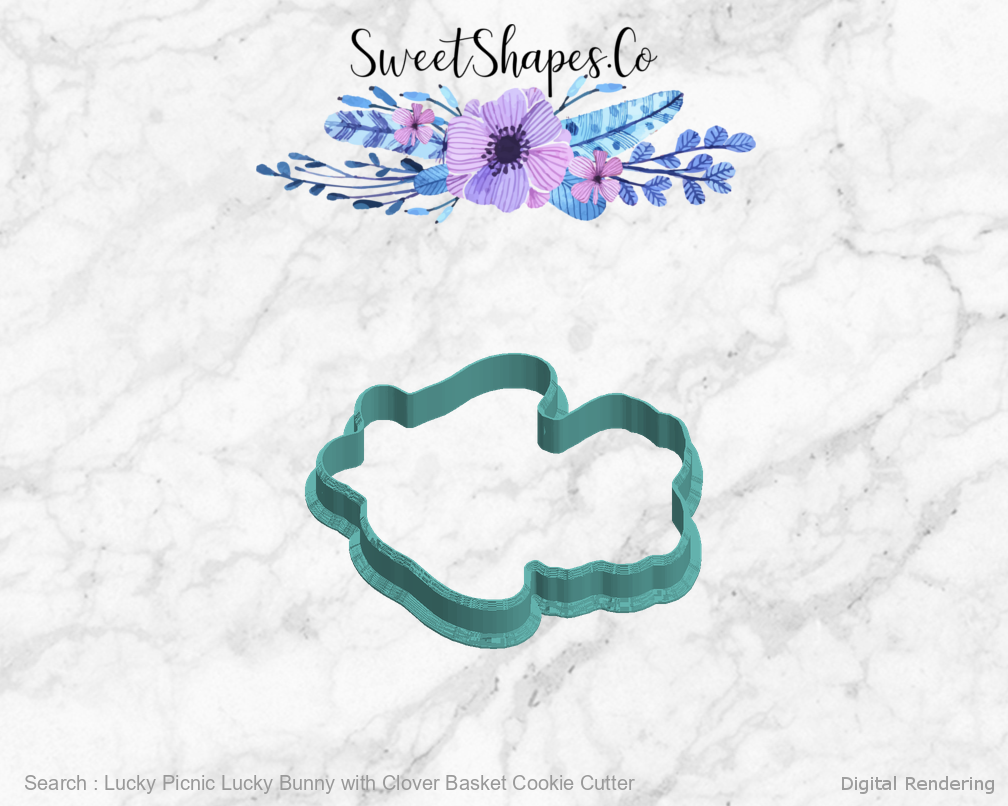 Lucky Picnic Lucky Bunny with Clover Basket Cookie Cutter — left view