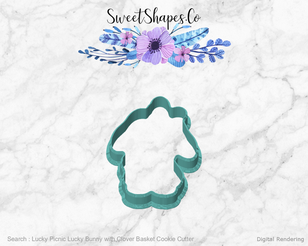 Lucky Picnic Lucky Bunny with Clover Basket Cookie Cutter — front view